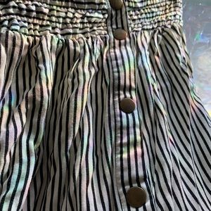 Cream and Black Striped Miniskirt